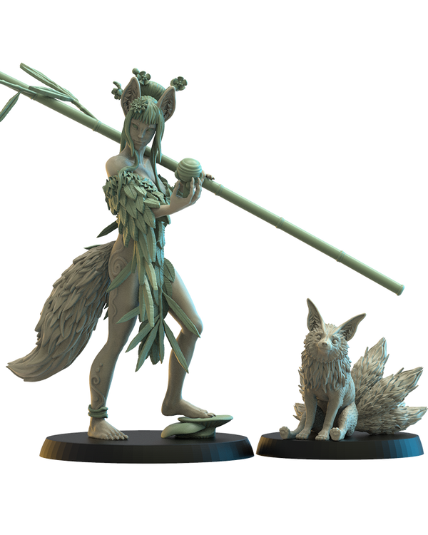 Druid with baby Kitsune